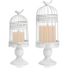 Okllen 2 Pcs Bird Cage Candle Holder, Iron Candlestick Lantern, Decorative Candle Holder for Wedding Table Decoration, Home Decoration, Party Supplies