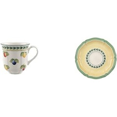 Villeroy & Boch French Garden Fleurence kafijas krūze, 300 ml, Augstums: 9 cm, Premium Porcelāns, Balts/Krāsains French Garden Fleurence apakštase, 15 cm, Premium Porcelāns, Balts/Daudzkrāsains