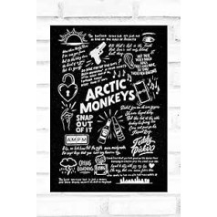 Hewson The Arctic Monkeys Doodle Lyric plakāts — Arctic Monkeys Print Gifts — Arctic Monkeys Mākslas darbi Dāvana Arctic Monkeys mīļotājiem Mūzikas plakāti (A3 bez rāmja, melna tāfele)