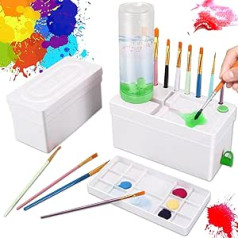 EPROICKS Improved 4-in-1 Brush Cleaner, Brush Rinser Water Circulation Rinser, Brush Holder with Palette, Brush Rinser for Acrylic, Watercolour and Water-based Paints, Painting and Art Supplies