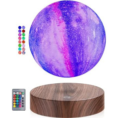 UVEHAS Levitating Rotating Moon Lamp — Levitating Galaxy Lamp Rotating Magnetic Levitation 16 Colors LED Moon Light 3D Print Night Lights Galda dekors Ziemassvētku dāvanas