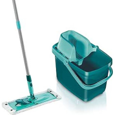 Leifheit Combi Micro Duo Set with Back-Friendly Wiper Squeegee for Effective Wringing, Powerful Floor Mop with Click System, 0