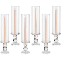 Inweder Glass Taper Candle Holder Pillar Candles: 6 Lantern Candle Holders for Wedding Christmas - Candle Holder for Pillar and Taper Candles - Clear Pillar Candle Holder for Home Decoration