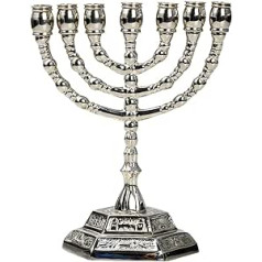 NKlaus Menorah 10902 svečturis, misiņš, ciets, niķelēts, augstums 13 cm svečturis roku darbs