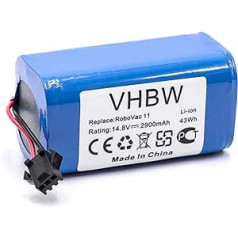 vhbw baterija, suderinama su Eufy Robovac 11, 11S vakuuminis robotas pakeičia Eufy 4INR/19/66 - (Li-Ion, 2900mAh, 14,8V) - akumuliatorius, pakaitinis akumuliatorius