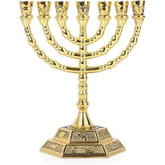 BRTAGG Menorah Candle Holder with 7 Branches and 20 cm Height - Inspired by the 12 Tribes of Israel and Jerusalem - Perfect for Jewish Gifts - Model 4063