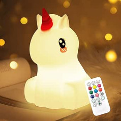 Nice Dream Unicorn Night Light for Children, 9 Colour Silicone Baby Night Light with Remote Control, USB Rechargeable Children's Night Light, Kawaii Children's Room Decoration, Girls Boys Gifts (6.1 x