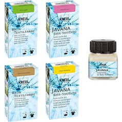 Javana Batik Paint Set 4 Plus 1 Pastel 4 Batik Textile Colours + Fixing Agent for Batik