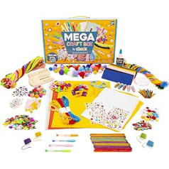 abeec Mega Craft Box | Arts and Crafts Supplies | Includes Gel Pens, A4 Paper, Craft Glue, Craft Beads, Scissors, Glitter, Pipe Cleaners for Crafts, Lolly Sticks for Crafts