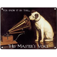 Viņa Master's Voice HMV LARGE vintage metāla reklāmas zīme 400 mm x 300 mm