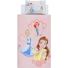 Disney Home Princess apgriežamā segas pārvalka komplekts, 100% kokvilna, viens izmērs, 2 gabali, daudzkrāsains, 135 x 200 cm + 50 x 70 cm