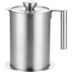 ALLOMN Stainless Steel Oil Dispenser, 1.6 L Oil Filter Pot Washable Oil Strainer Pot Leak-Proof Oil Pot Bottle Oil & Vinegar Pourer Olive Oil Jug Olive Oil Cruet for Kitchen BBQ