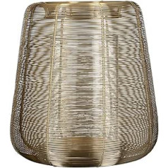 Casablanca Lucero 15827 Lantern Metal Gold-Coloured Braided with Glass Insert (Diameter 12.5 cm) for Pillar Candles Height 29 cm Diameter 25 cm