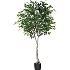 Kazeila mākslīgais augs, lielais ficus Benjamina, 180 cm, mākslīgais augs, dekoratīvās plastmasas augs, mākslīgais koks guļamistabai, birojs (1 iepakojums)