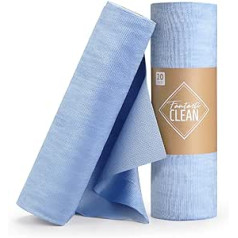 Fantasticlean Window Cloth Streak-Free 20 Pieces per Roll, Tear-Off Microfibre Cloths Cleaning Cloths for Car, Glass, Window, Kitchen, Mirror, 30 x 40 cm, Blue