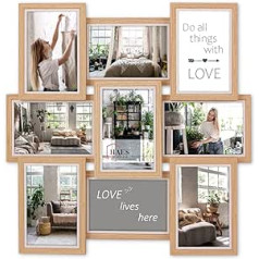 HAES DECO — MP128 kolāžas attēlu rāmis / koka attēlu galerija brūnā un baltā krāsā fotoattēlu kolāžai 9 fotoattēli 10 x 15 (45 x 45 cm)