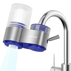 Spardar Faucet Water Filter, Multilayer Kitchen Faucet Filter, Faucet Water Purifier, Filter Switch with Ceramic Filter Cartridge (Blue)