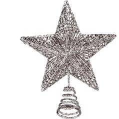 ABOOFAN Iron Star Champagne Glitter 5 punktu zvaigzne Ziemassvētku eglītes augšdaļas rotājums 25x20cm