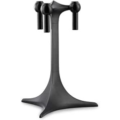 Stoff Nagel Candle Holder, Metal, Black, 23 x 17 cm