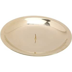 NKlaus 10569 Candle Plate with Pin Diameter 16 cm Polished Brass Gold