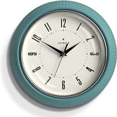 JONES CLOCKS® kečupa sienas pulkstenis, retro dizains, lieliski piemērots virtuvei, mājas biroja guļamistabai, 25 cm (zils)