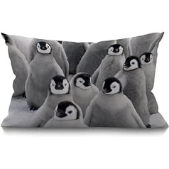 BGBDEIA Lovely Funny Penguins South Pole spilvena pārvalks jostas spilvens mājas dekoratīvais kokvilnas lina spilvendrāna dīvānam dīvāns Mājas dāvanas ģimenes istabas dekors 30 x 50 cm 12 x 20 collas