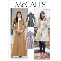 McCall's Patterns McCall's M7848RR sieviešu ceļgalu un potīšu garuma formāla ziemas jakas šūšana ar lieliem izmēriem 18W-24W raksts