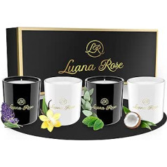 Luana Rose Scented Candle Gift Set 4 Pieces - 100% Soy Wax Candle for Aromatherapy - Gift Candle - Candles in Glass - Candle Light Soy Wax