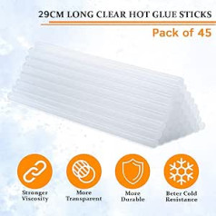 Made in the UK, Extra Long 12mm Hot Melt Glue Sticks for Hot Melt Glue Gun, 29cm Long, Versatile Hot Melt Glue for Arts and Crafts, Product Assembly and More (45 Sticks)