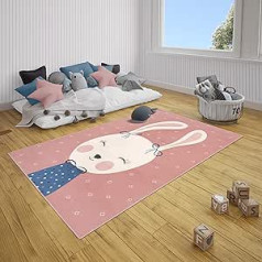 HANSE Home Bunny Polly Children's Room Rug - Boys Girls Play Rug Short Pile Rug Modern Haase Motif Soft Pile Easy Care - Pink, 120 x 170 cm