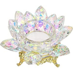 SUMTree Crystal Lotus Flower tējas lampiņas turētājs ar zelta pamatni mājas biroja kāzu galdam AB krāsains