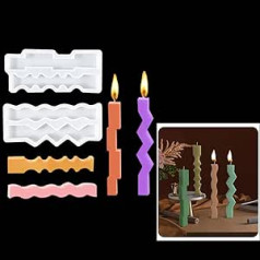 DIYBravo 2 pieces irregular wave candle moulds, taper candle, silicone mould, candle mould, casting mould, epoxy resin moulds, candle moulds for scented candle, crafts, DIY (transparent)