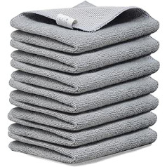 Towelogy® Multi Purpose Microfiber Cleaning Cloth Grey 300gsm Plush Thick Streak and Lint Free Soft Absorbent 40x40cm Grey (40x40cm) Pack of 6