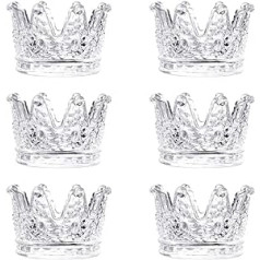 Cevvako 6 Pieces Tea Light Holders, Clear Crown Glass Candle Holders, Votive Candle Holders for Wedding, Church, Bedroom and Table Decoration