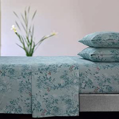 Tribeca Living Katy Floral 170 gsm flaneļa īpaši dziļu palagu komplekts, zaļš