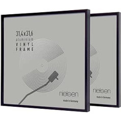 nielsen 2 alumīnija vinila ierakstu rāmis, dubultā LP rāmis, vinils, 31,4 x 31,6 cm, anodēts melns matēts, garš ierakstu rāmis