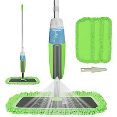 Tencoz Floor Mop, Spray Mop with Bottle and 2 Microfibre Cover Mop for Wet Cleaning and Dry Cleaning Floor Mop with Spray Function for Home, Office, Kitchen Wood Floor