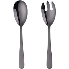 Liangs Stainless Steel Salad Servers 12 Inch Salad Servers with Salad Spoon and Fork Cooking Utensils for Kitchen Simple and Classic Dishwasher Safe (Black)