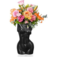 20 cm Ceramic Vase Flower Vase Modern Art Table Vase Body Vase for Pampas Grass, Plants, Home Decoration, Bedroom, Living Room, Centerpieces, Office, Desk, Decoration and Gift (Black)