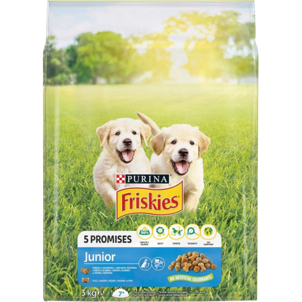 Purina friskies junior ar vistas gaļu - sausa barība kucēniem - 3kg