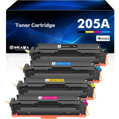 Inkalfa Savietojams ar HP 205A MFP M181fw toneri CF530A CF531A CF532A CF533A Color Laserjet Pro MFP M180n M180nw M154nw M154a M181 M180 M154 (melns-ciānzils, dzeltens)