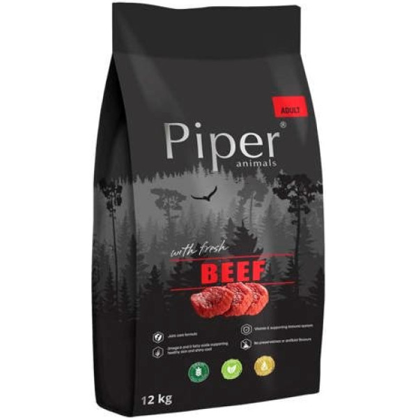 piper animals ar liellopu gaļu - sausā barība suņiem - 12 kg