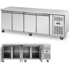 Šaldomas gastronomijos stalas ant ratukų 4 skyriai 550 l 223x70x85 cm