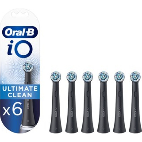 Oral-B zobu birstes maiņas galviņas io ultimate clean pieaugušajiem iekļauto zobu birstes galviņu skaits 6 zobu birstes režīmu skaits nav piemērojams melns