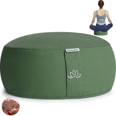 Hihealer Meditācijas spilvens Meditācijas jogas spilvens, pildīts ar griķu korpusa aktivēto ogli, 15 cm augstumā