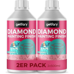 getfary Diamond Painting Finish 2 x 500 ml caurspīdīgs dimantu krāsošanas zīmogs līdz 32 attēliem (50 x 50 cm)