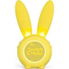 Homealexa Children's Light Alarm Clock, Cute Rabbit, Creative Bedside Lamp, Snooze Function, Timed Night Light, Children's Day Gift for Children, Girls (Yellow)