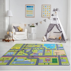 Feeti Floor® Modern Play Mat Street 1,0 x 1,5 m | Ökotex 100, bez smaržas, neslīdošs, augstas kvalitātes paklājs bērnu istabai / bērnu istabai / auto paklājs