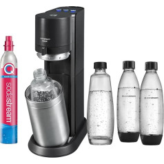 SodaStream E-Duo elektriskais ūdens karbonizators ar CO2 balonu, stikla pudeli un 2 x 1 litra plastmasas pudelēm, kuras var mazgāt trauku mazgājamā mašīnā, augstums: 44 cm