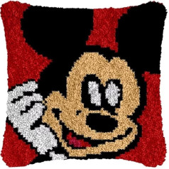 ROCKY&CHAO Latch Rug for DIY Latch Sets with Cushion Latch Set 43 x 43 cm Cushion Cover Set for Adults and Children Latch Hook Kit Home Accessory (Come on Mickey)